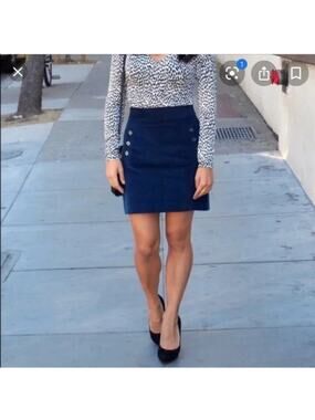 NEW Banana Republic Skirt Womens 4 Navy Blue Corduroy A-Line Cotton Mini